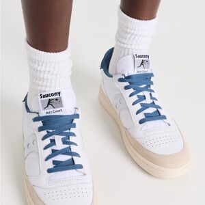 Saucony unisex White and Blue Jazz Court Sneakers